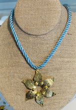 Rope Necklace - Blue Flower