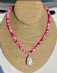 Pink Jade Pearl Drop