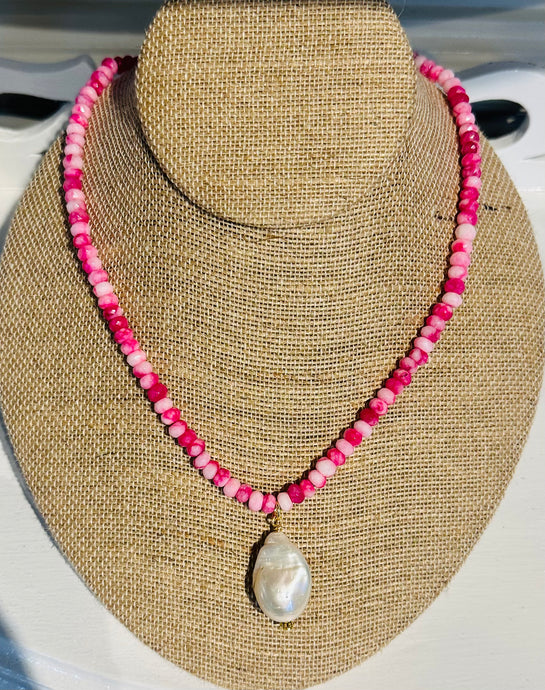 Pink Jade Pearl Drop